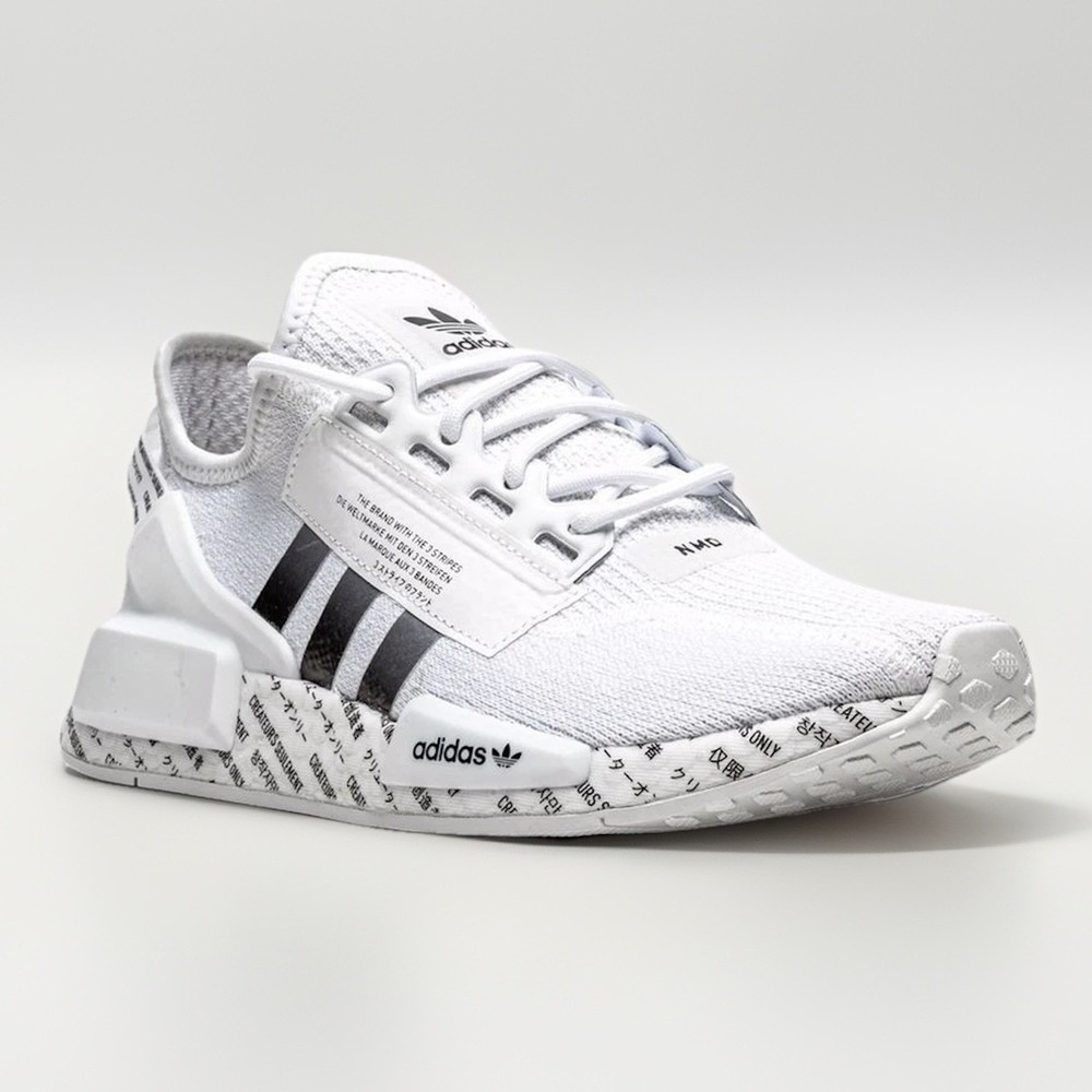 Adidas NMD R1.V2 Sneakers Boys Size 6 White Mesh Running Shoes Low Top Lace Up